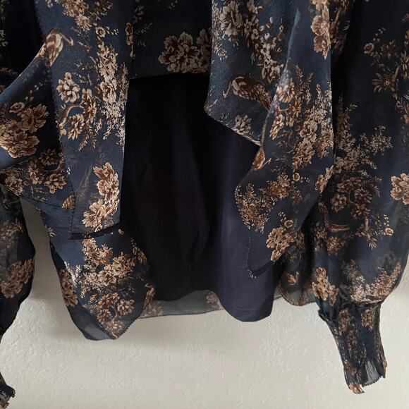 NWOT CAMI NYC The Willa Toile Print Silk High Neck Blouse - Picture 7 of 11